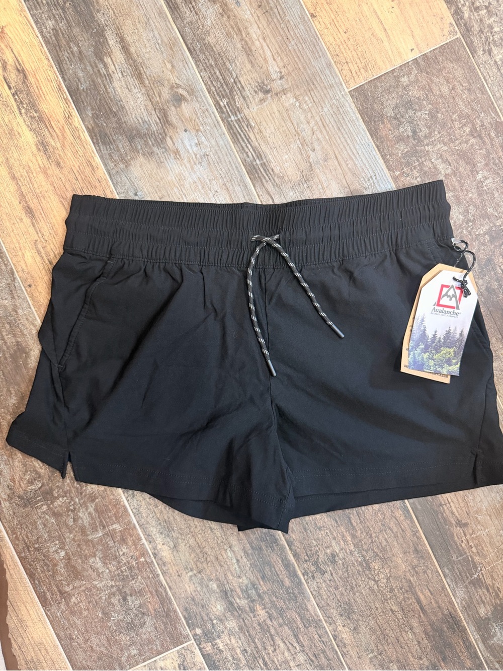 Avalanche Black Women's Athletic Shorts with Drawcord
